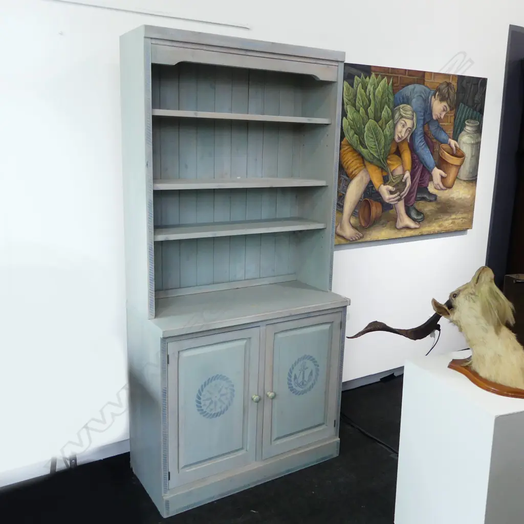 BLUE PAINTED PINE WELSH DRESSER 970x450x2000mm Image 1++