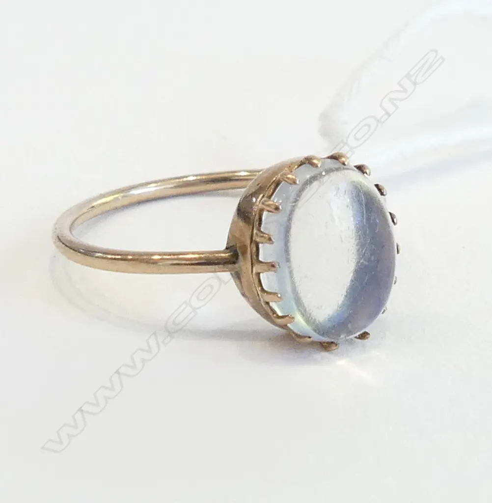 14CT (tested) MOONSTONE RING 1.6 GM SIZE P Image 1++