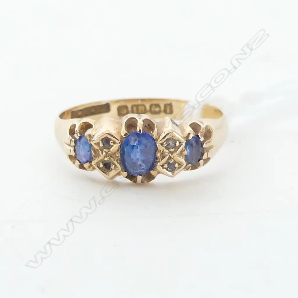18CT ANTIQUE SAPPHIRE ? RING 3.0 GM SIZE R Image 1++