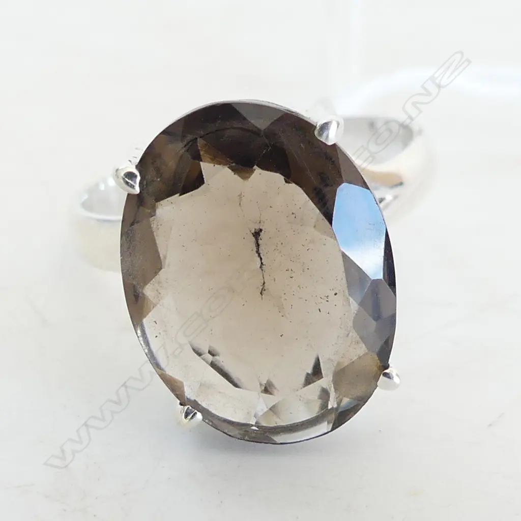 STG & SMOKEY QUARTZ RING  SIZE P Image 1++