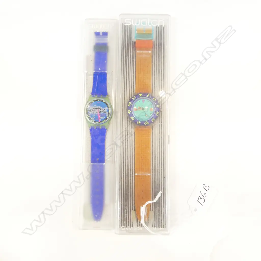 2 CASED SWATCH WRIST WATCHES Image 1++
