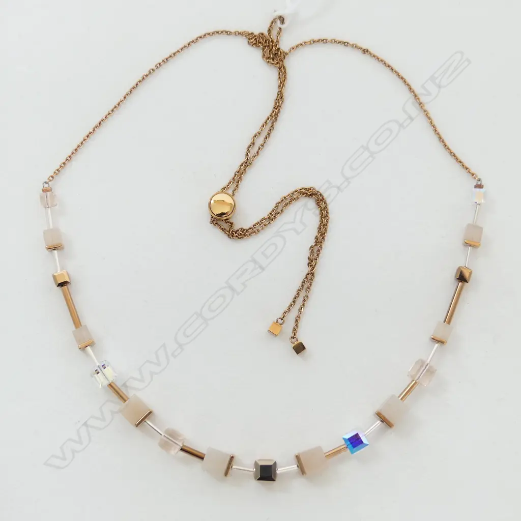 COEUR de LION GEO CUBE NECKLACE w ADJUSTABLE CLASP - GERMANY Image 1++
