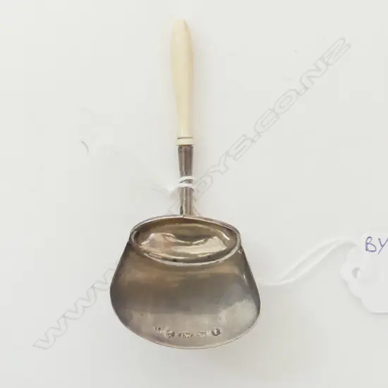George III silver caddy spoon turned bone handle. Birmingham 1808 by Joseph Willmore 