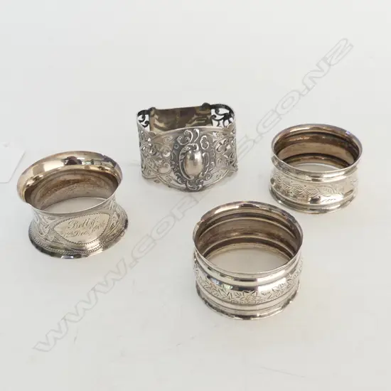 4 STG SILVER NAPKIN RINGS 72 GM