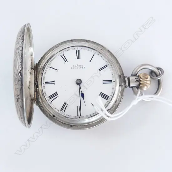 BAUME LONGINES SILVER HUNTER POCKET WATCH no glass not running