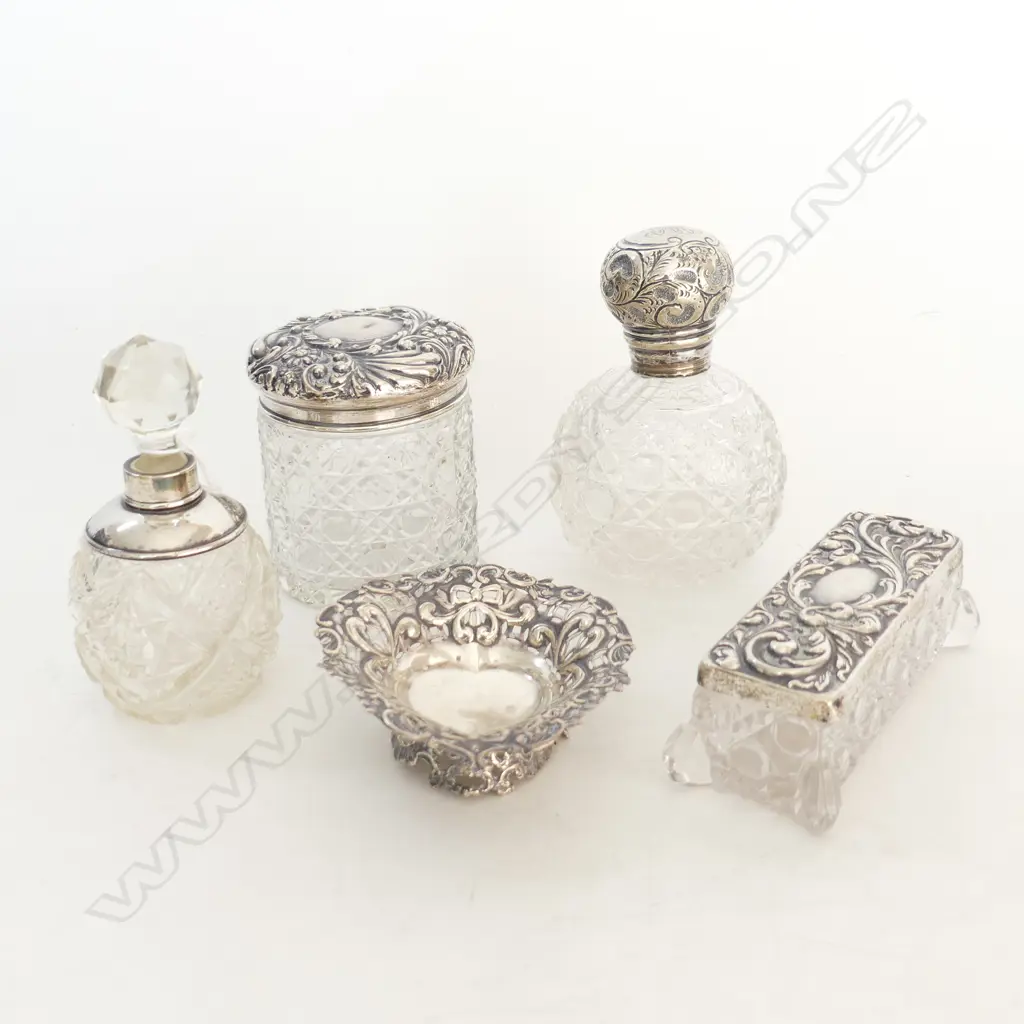 4 STG & CRYSTAL CONTAINERS + STG PIN DISH  Image 1++