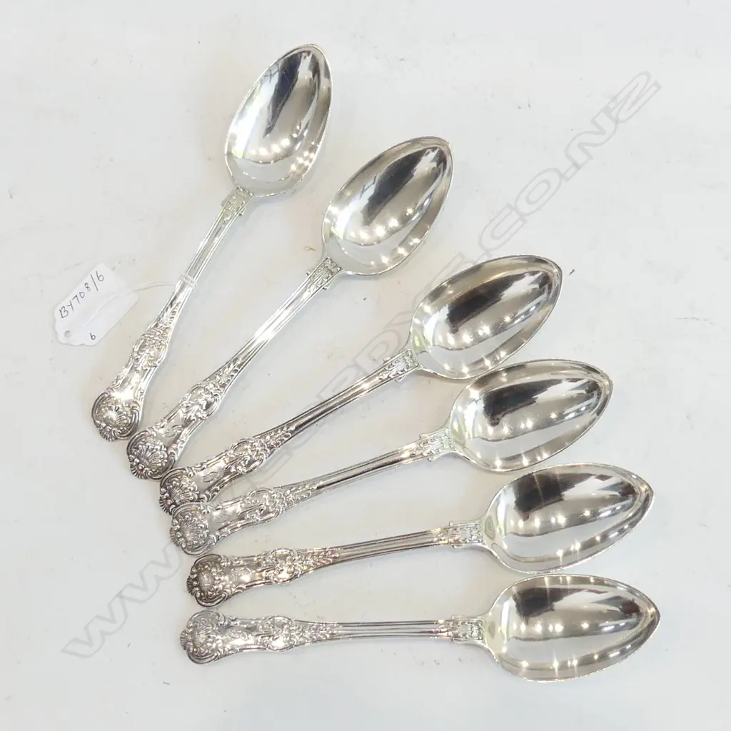 6 GEORGIAN STG SILVER DESSERT SPOONS 410 GRAMS LONDON 1830 MAKER A.B. SAVORY DOUBLE STRUCK HEAVY GAUGE L. 190MM Image 1++