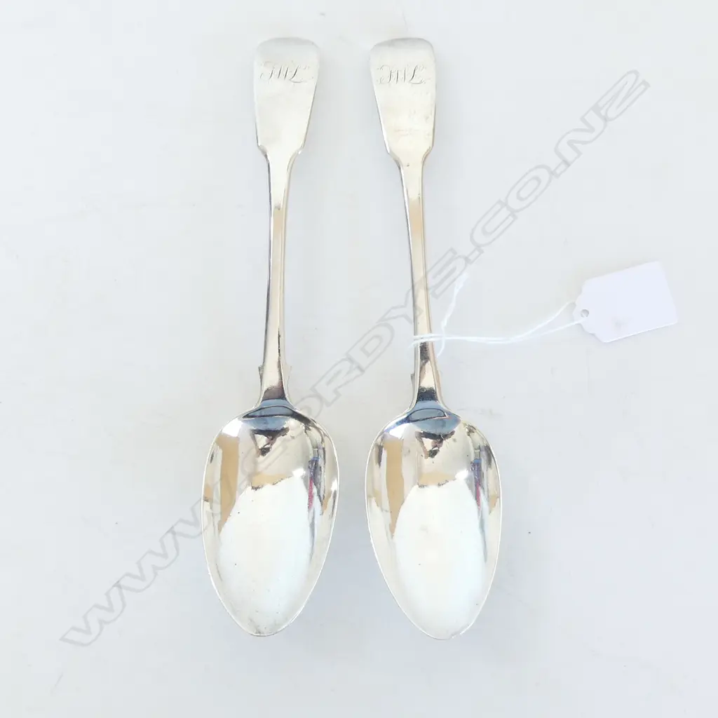 2 GEORGIAN STG SILVER TABLE SPOONS 141 GM Image 1++
