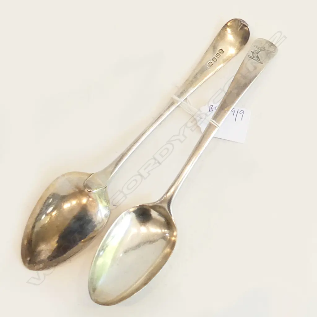 2 GEORGIAN STG SILVER TABLESPOONS 128 G Image 1++