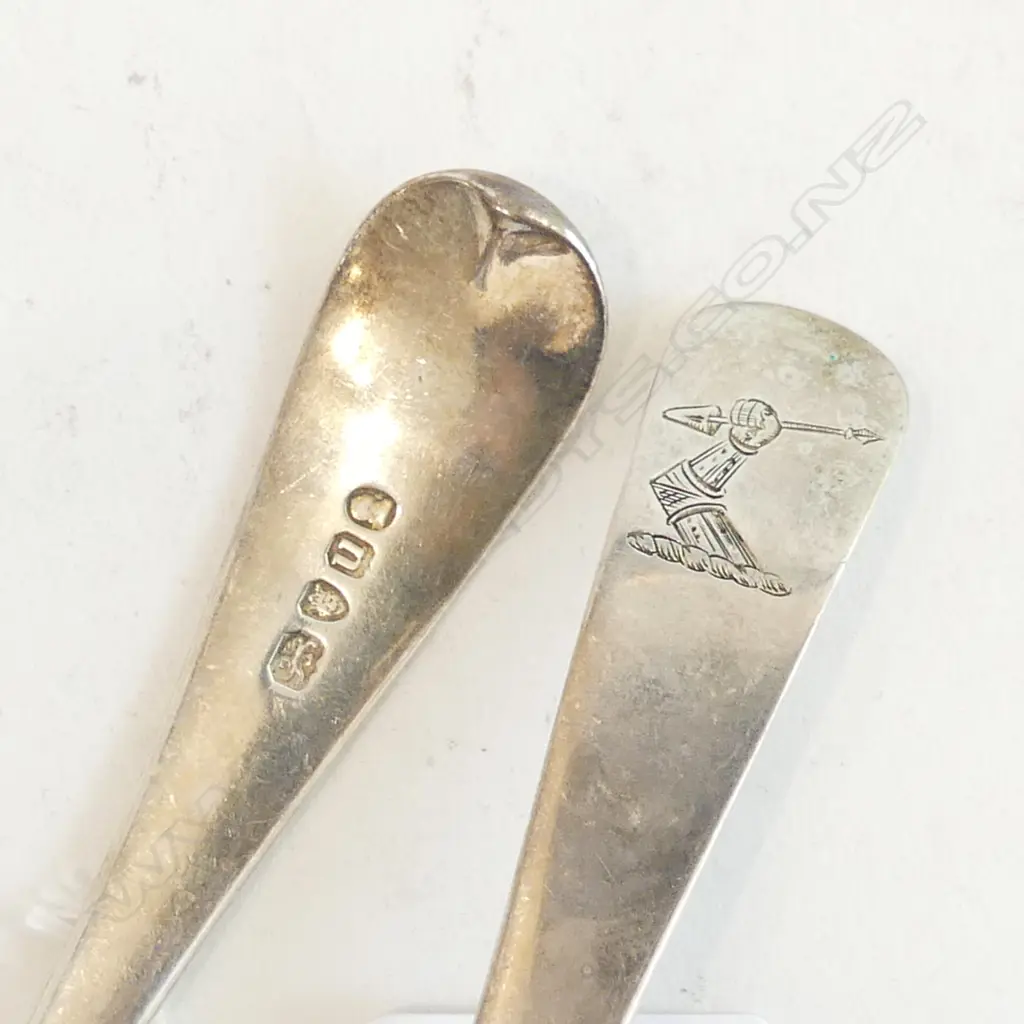 2 GEORGIAN STG SILVER TABLESPOONS 128 G Image 1++