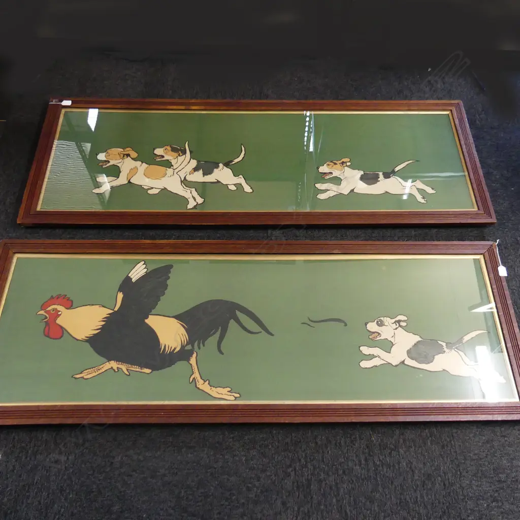 PR CECIL C. ALDIN PRINTS, DOGS CHASING ROOSTER 455x1480mm Image 1++