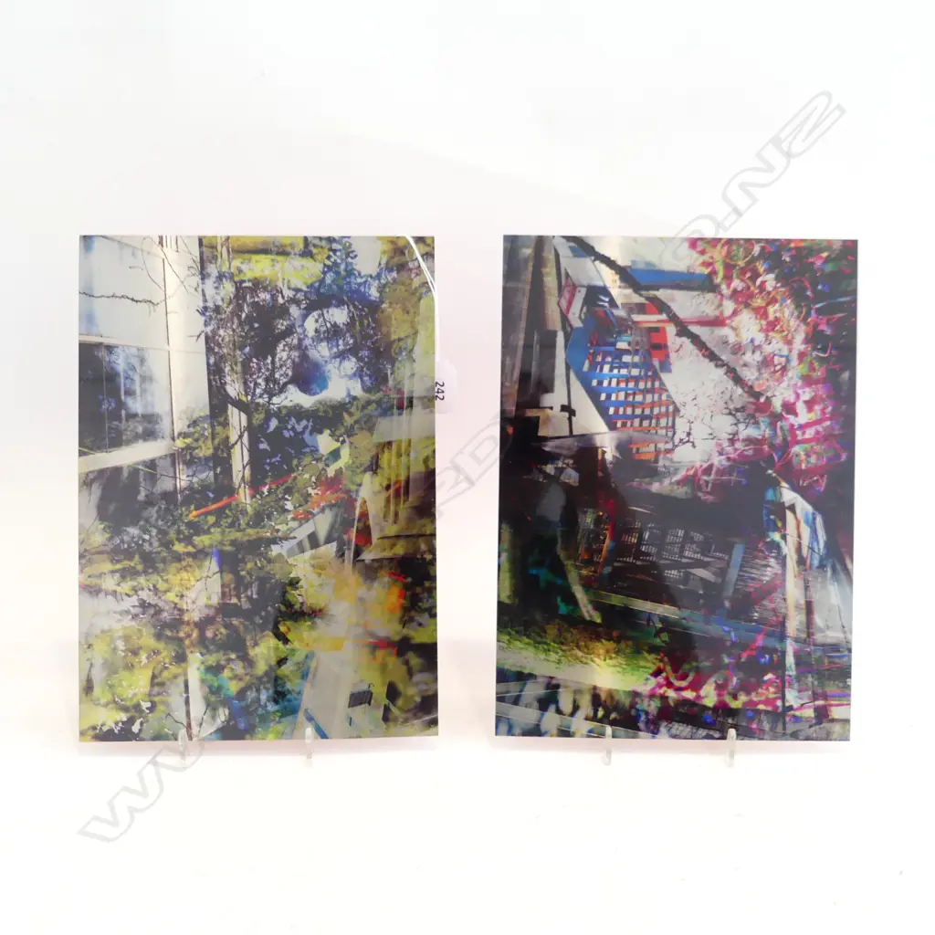 ARTIST UNKNOWN 2 WORKS ON METAL SCAPE XX111 AND XXVII  300 X 210 MM Image 1++