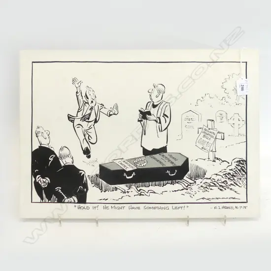 ORIGINAL MINHINNICK NZ HERALD CARTOON 16.7.75 335x480mm 