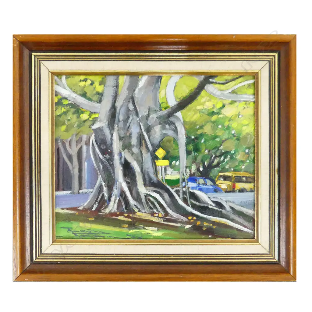 RUSSELL HOLLINGS 'MORTON BAY FIG (SYMONDS STREET)' OIL ON BOARD, 2010 240x290mm Image 1++