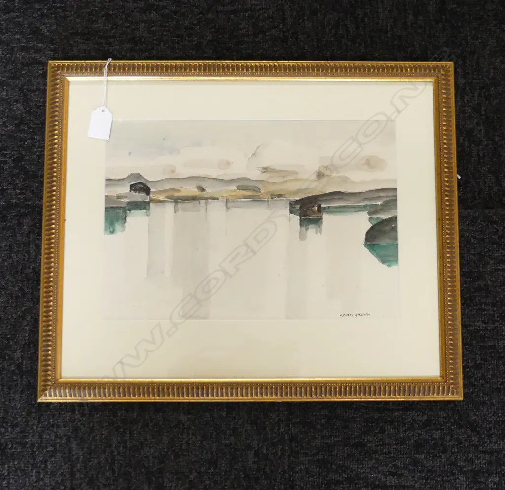 HELEN BROWN (1917-86) MAHURANGI WATERCOLOUR SIGNED 225 x 325 MM Image 1++