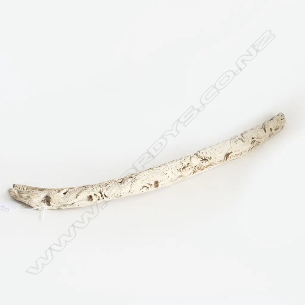 CHINESE CARVED RIB BONE  DOUBLE DRAGONS L650MM Image 1++