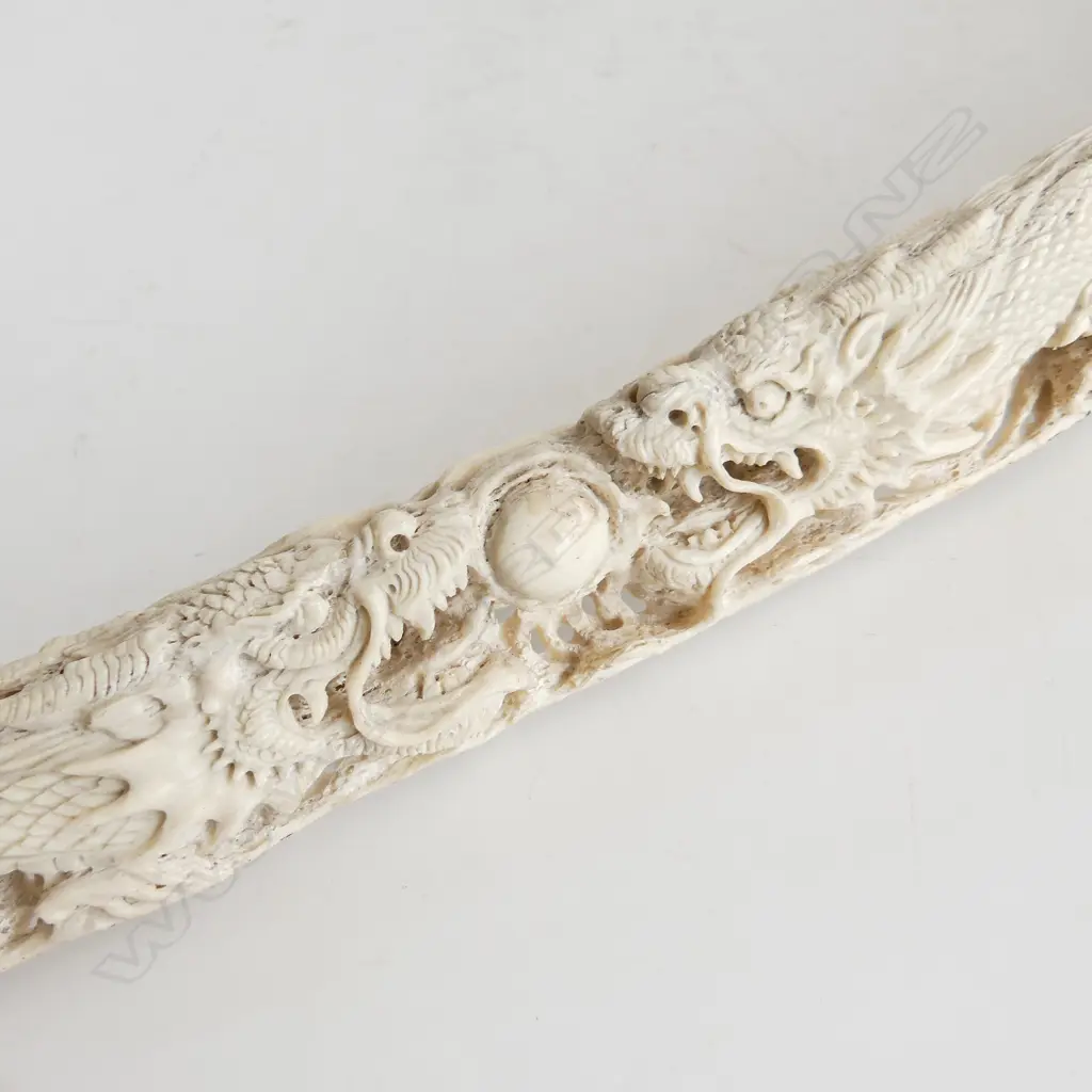 CHINESE CARVED RIB BONE  DOUBLE DRAGONS L650MM Image 1++