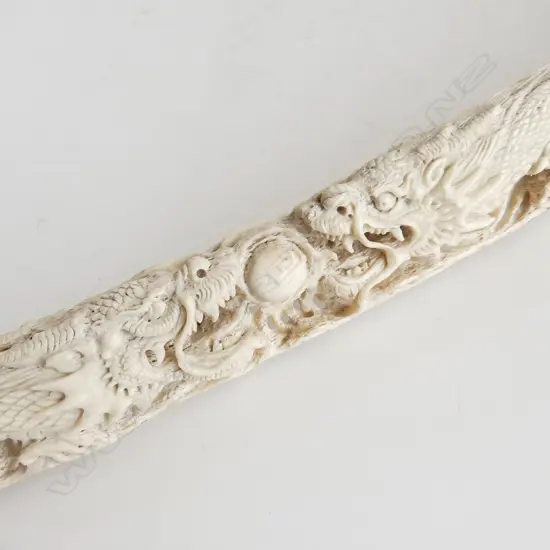 CHINESE CARVED RIB BONE  DOUBLE DRAGONS L650MM