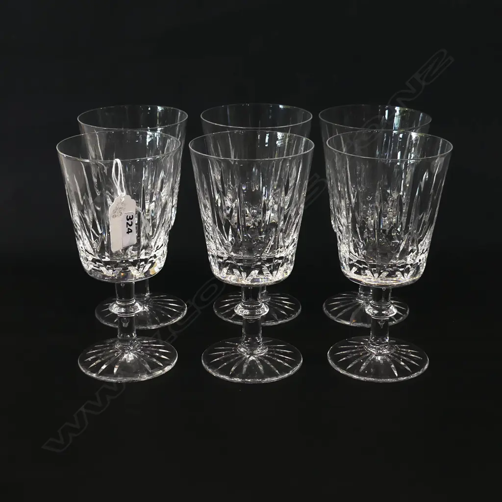 SET OF 6 LARGE BRIERLEY CUT CRYSTAL WINE GOBLETS ENGLAND H.16CM Image 1++