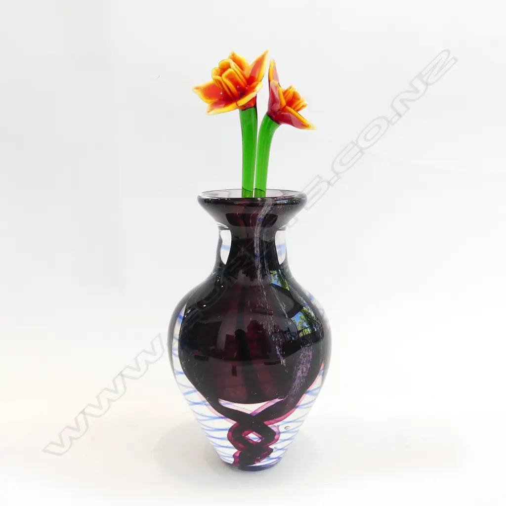ART GLASS VASE H.255mm + PR FLOWERS H.300mm Image 1++