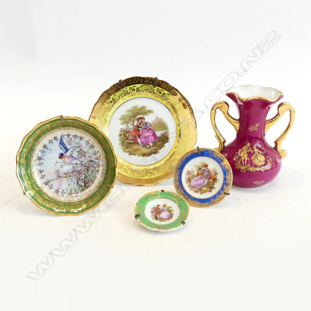 5 FRENCH LIMOGES CHINA ITEMS INCL. VASE & FOUR DISHES H.12.5CM-5CM Image 1++