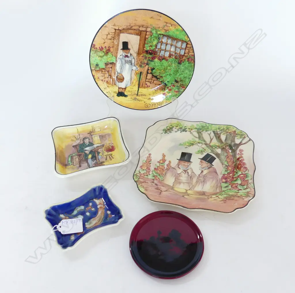 2 ROYAL DOULTON ZUNDAY ZMOCKS PLATES 190mm dia + 3 SMALL ROYAL DOULTON PIN DISHES Image 1++
