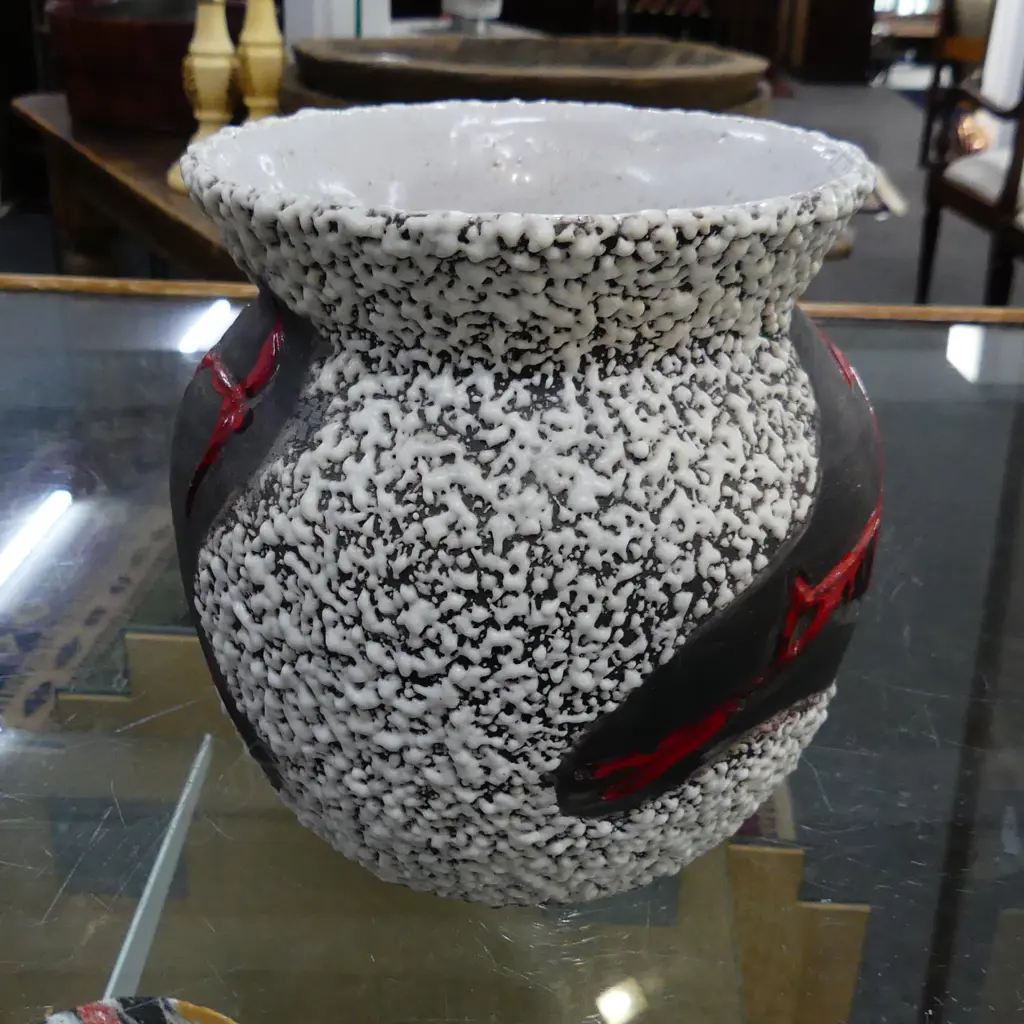 MID CENTURY FRENCH VALLAURIS, FROTHY 'ECUME DE MER' SEA FOAM w RED ARCHER. H.170mm Image 1++