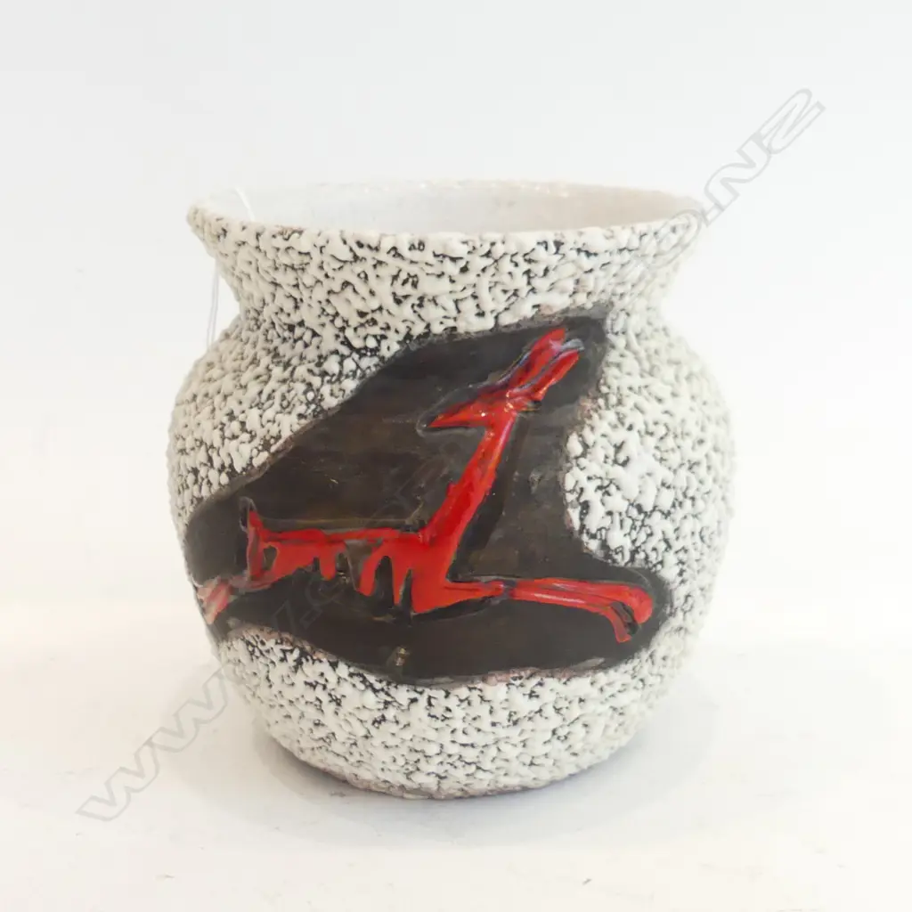 MID CENTURY FRENCH VALLAURIS, FROTHY 'ECUME DE MER' SEA FOAM w RED ARCHER. H.170mm Image 1++