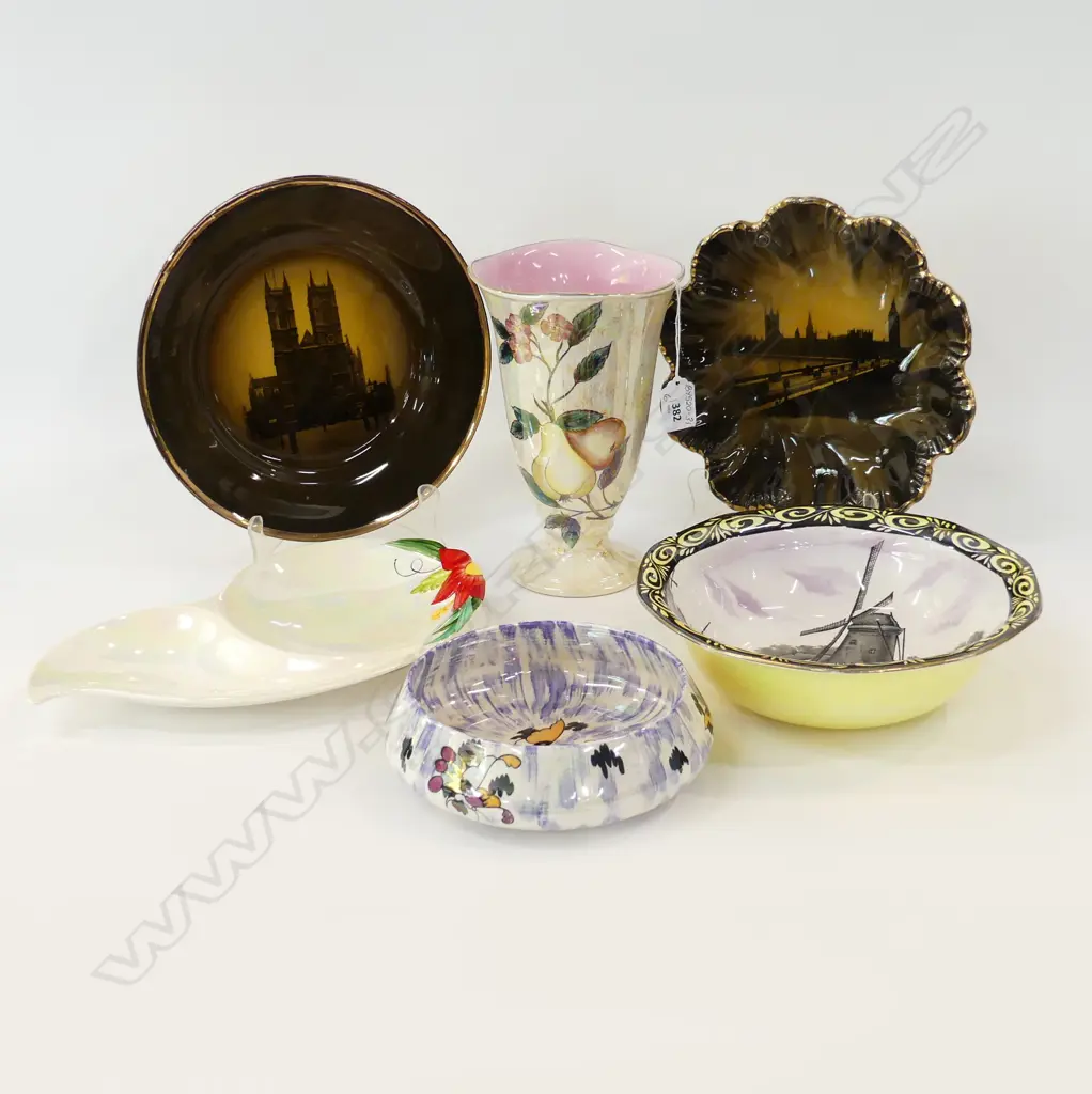6 PCS ENGLISH LUSTREWARE INCL. DECO CROWN DEVON Image 1++