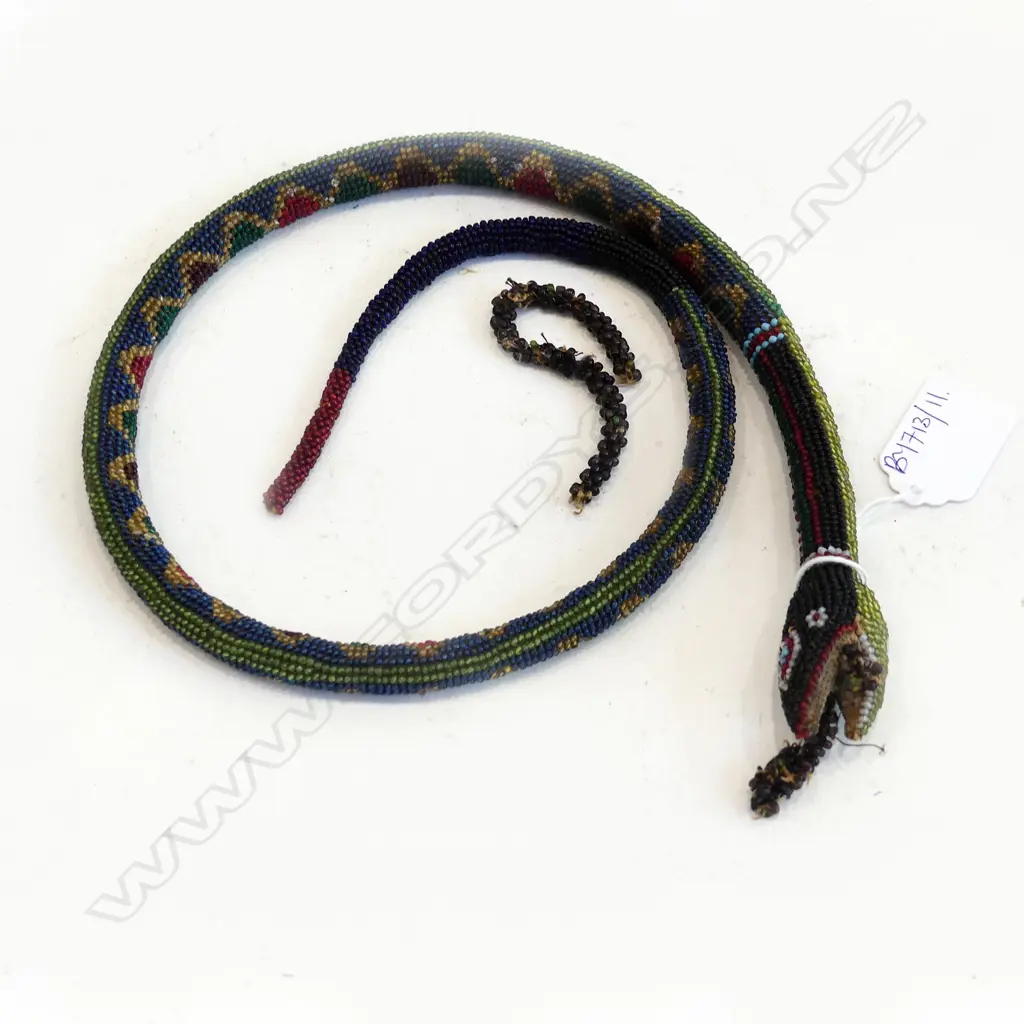 VINTAGE BEADED SNAKE L.760mm - TURKISH P.O.W.? Image 1++