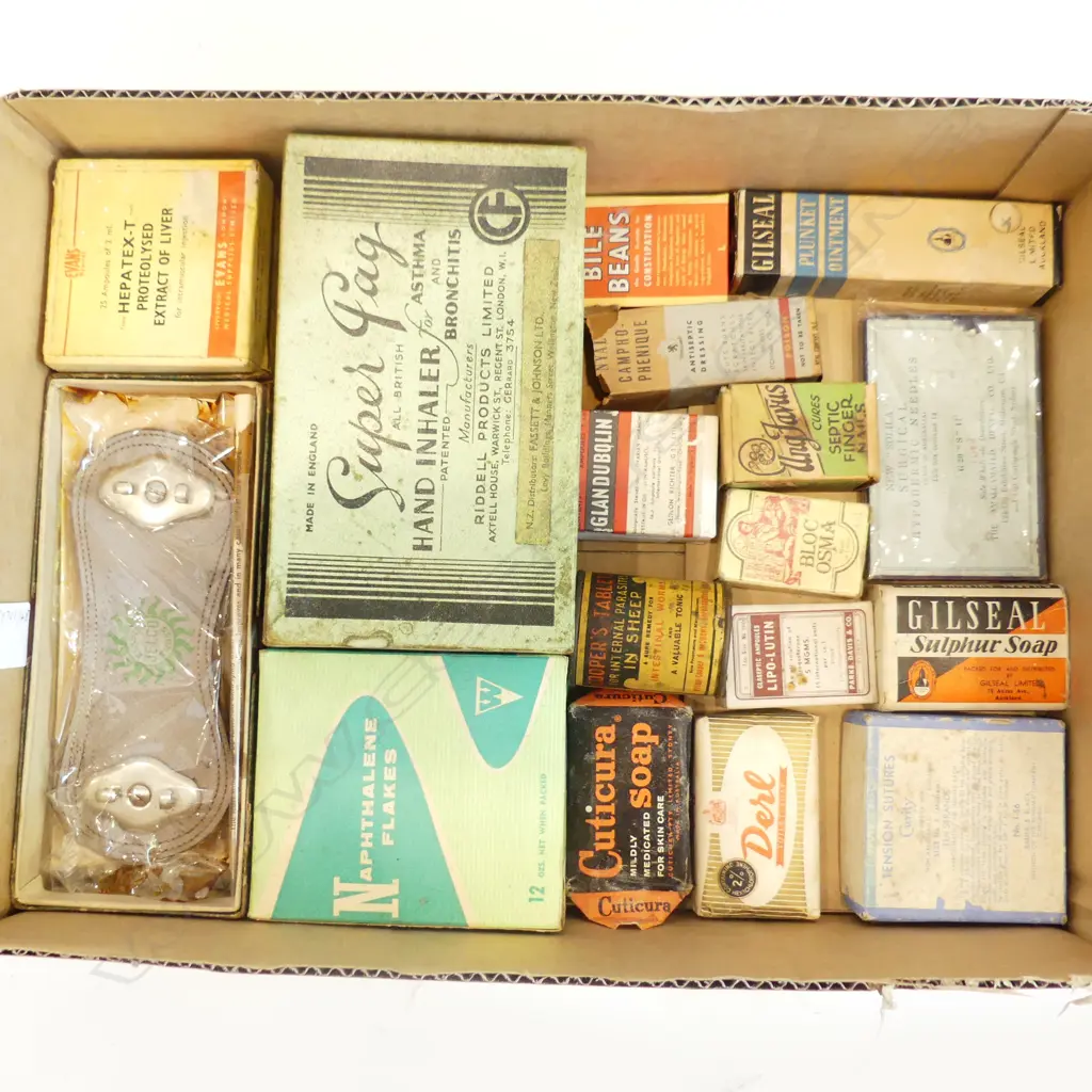 BOX – VINTAGE MEDICAL & PHARMACEUTICAL ITEMS AND PACKAGING Image 1++