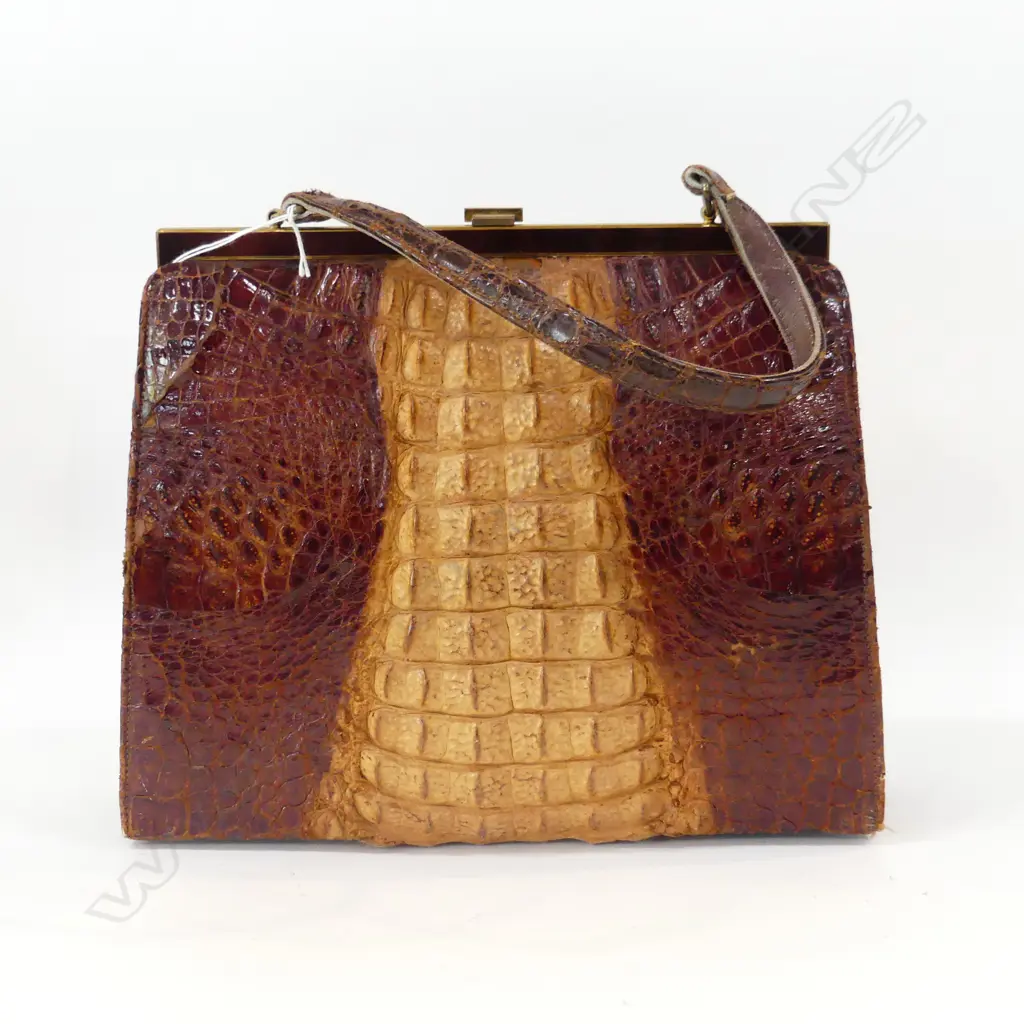 VINTAGE CROCODILE HANDBAG W.325mm Image 1++