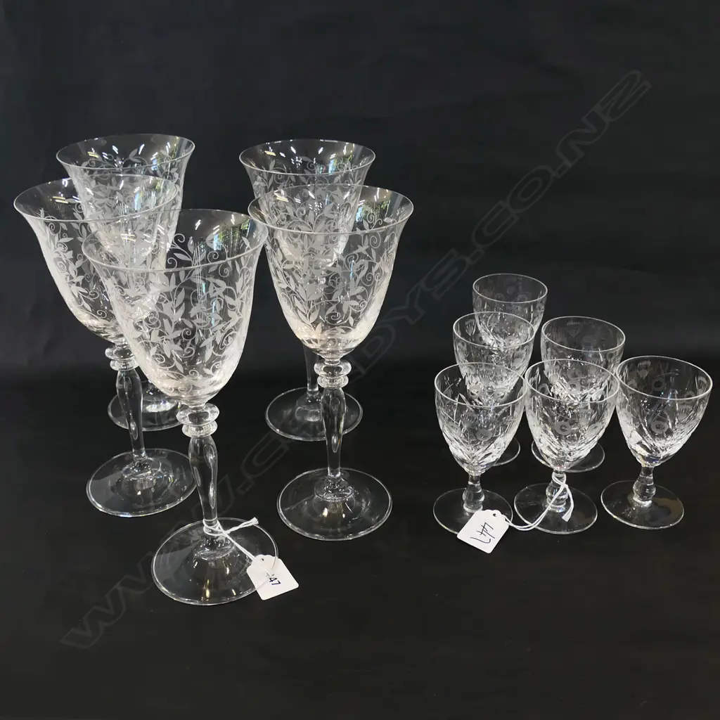 5 TALL WINE GLASSES CHIPS & 6 SCOTTISH CRYSTAL SHERRYS MINOR FAULTS Image 1++