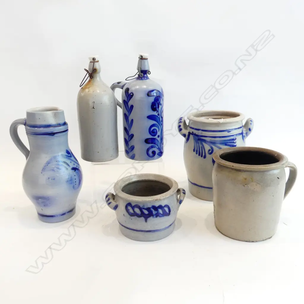 ASST BLUE GLAZED CERAMIC FRENCH POTS,JUGS ETC H 280 MM Image 1++