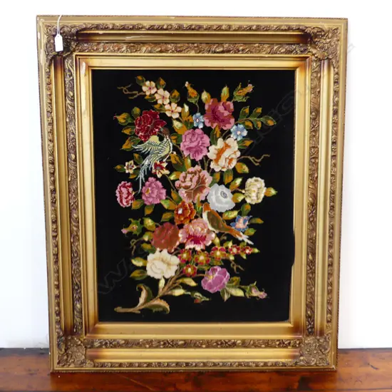 FINE WOOL ON COTTON HAND KNOTTED PICTURE RUG (BIRDS AND FLOWERS) 630 X 470mm