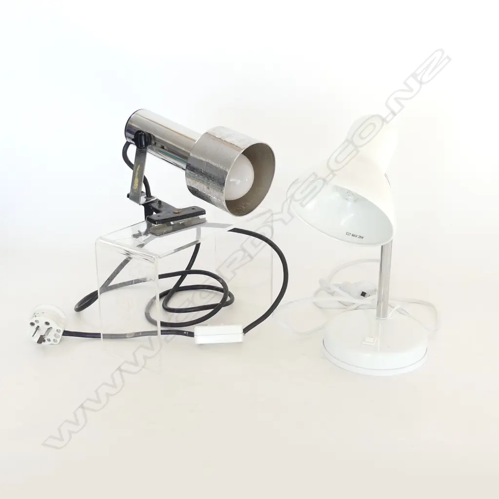 2 MODERN LAMPS; WHITE & SILVER - BOTH WORKING Image 1++