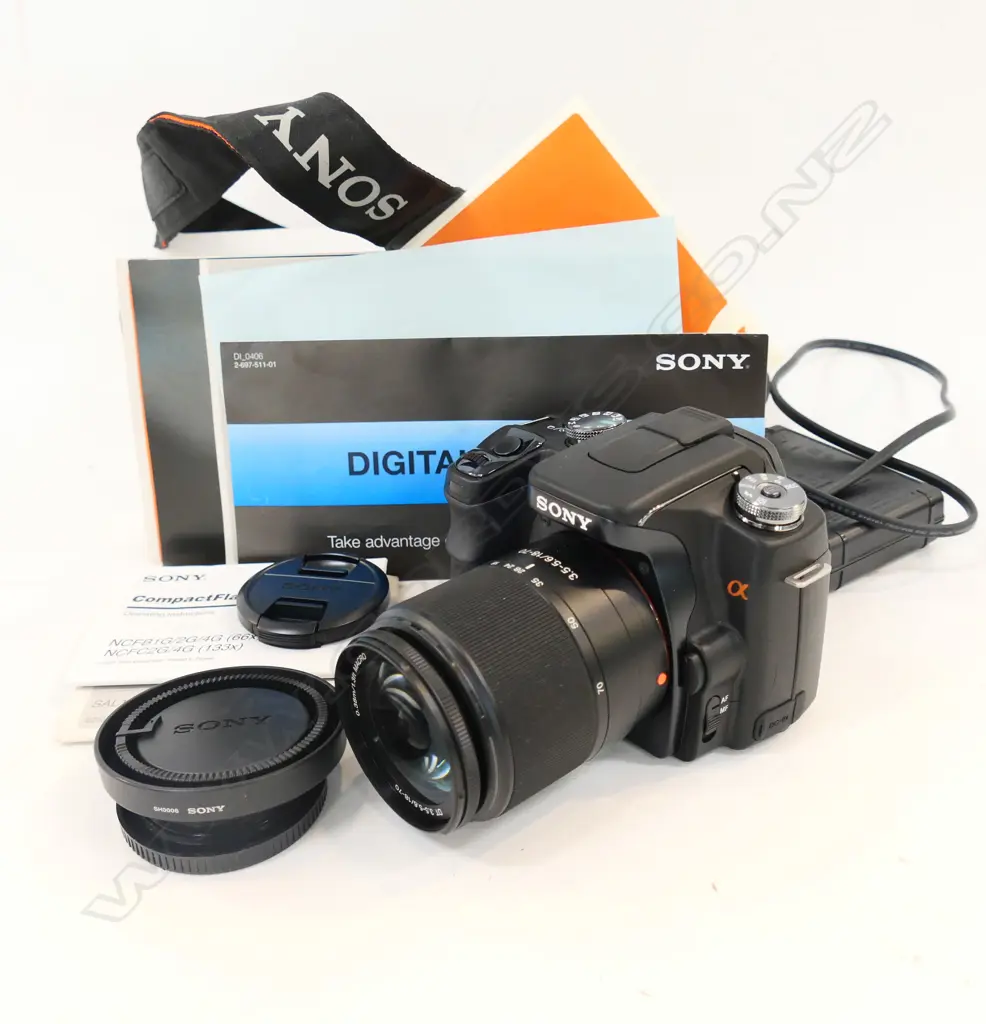 SONY DSLR-A100 DIGITAL CAMERA + LENS & ASST. CABLES Image 1++