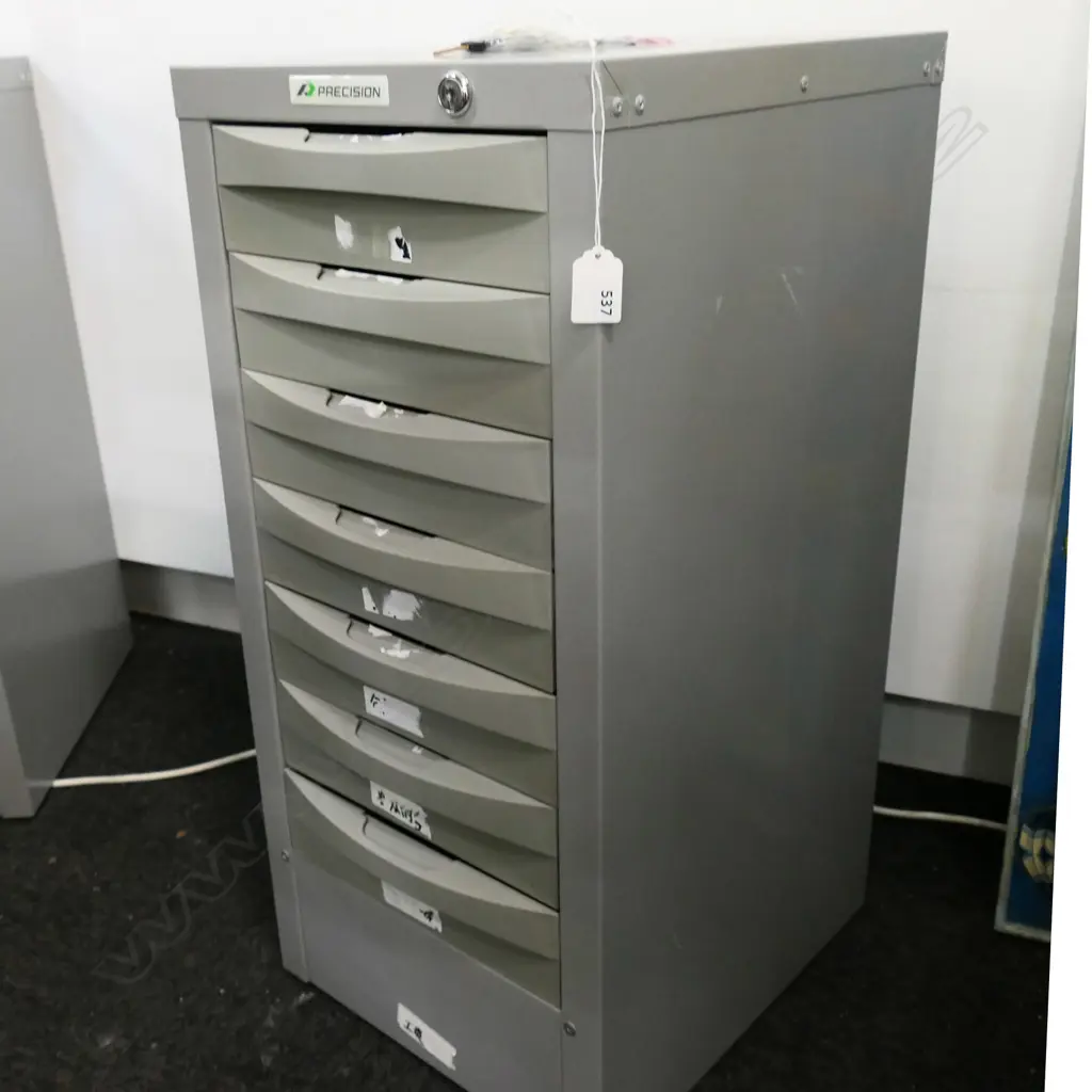 'PRECISION' METAL FILE CABINET - 7 PLASTIC DRAWERS 335x390x710mm Image 1++