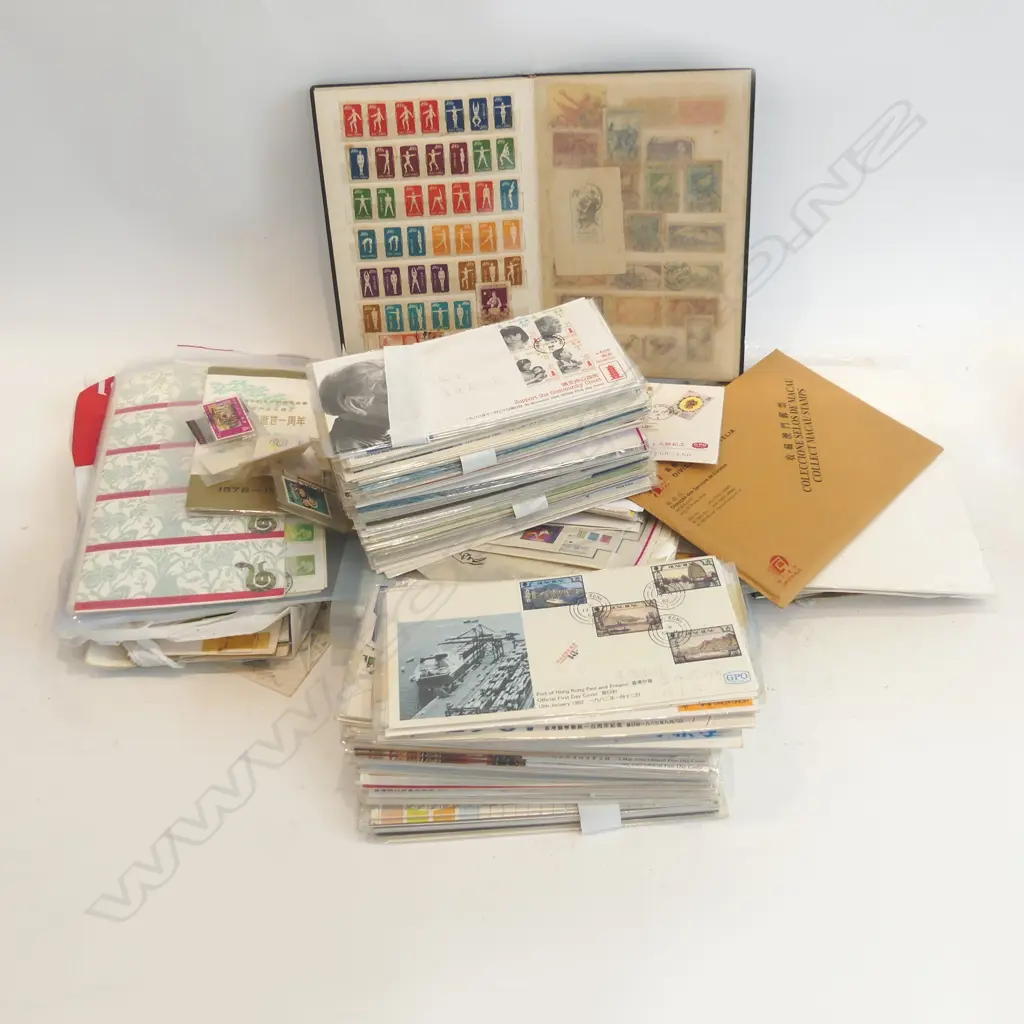 ALBUM OF OLDER CHINESE STAMPS + BULK LOT MODERN CHINESE COVERS, STAMP PACKS ETC Image 1++