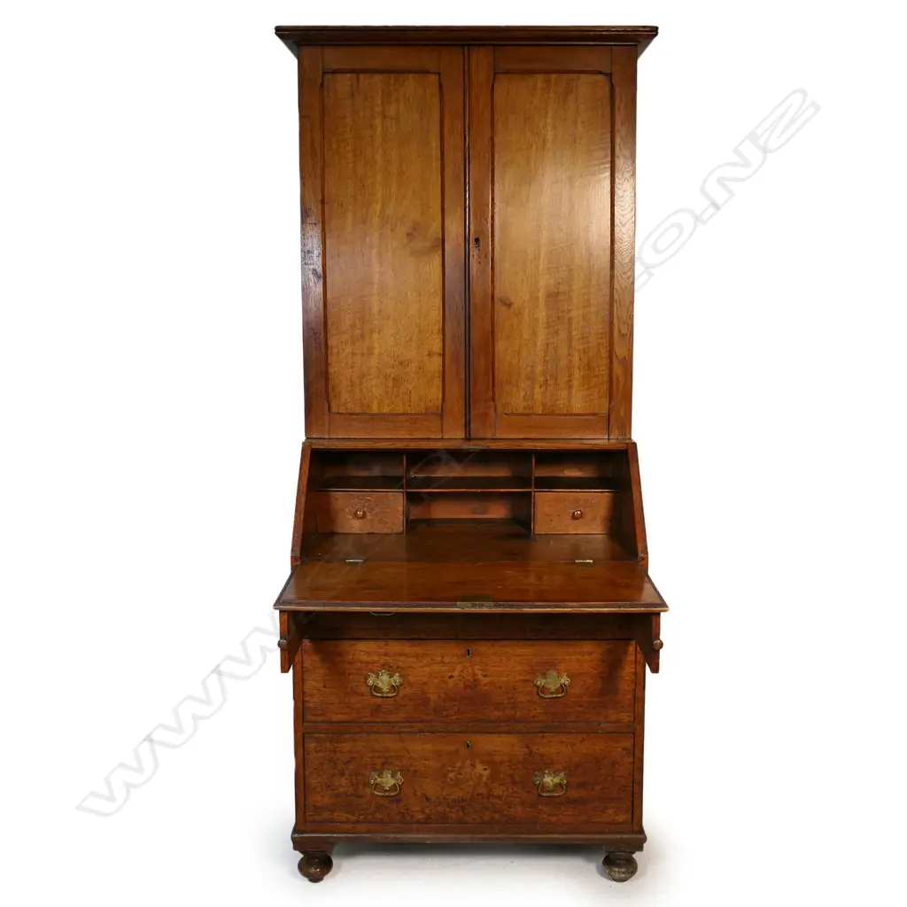 VICTORIAN OAK COTTAGE DESK AND BOOKCASE, 760 x 450 x 1900mm Image 1++