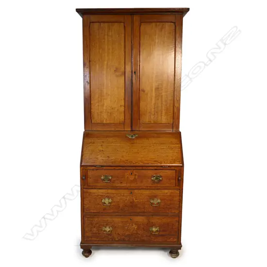 VICTORIAN OAK COTTAGE DESK AND BOOKCASE, 760 x 450 x 1900mm