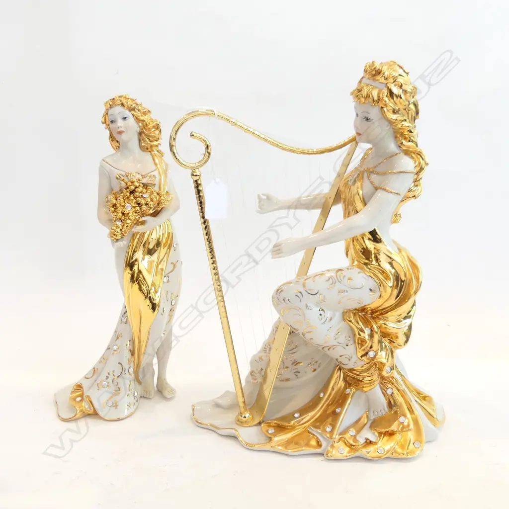 2 ITALIAN SABADIN VITTORIO PORCELAIN GILT FIGURINES H.370mm Image 1++