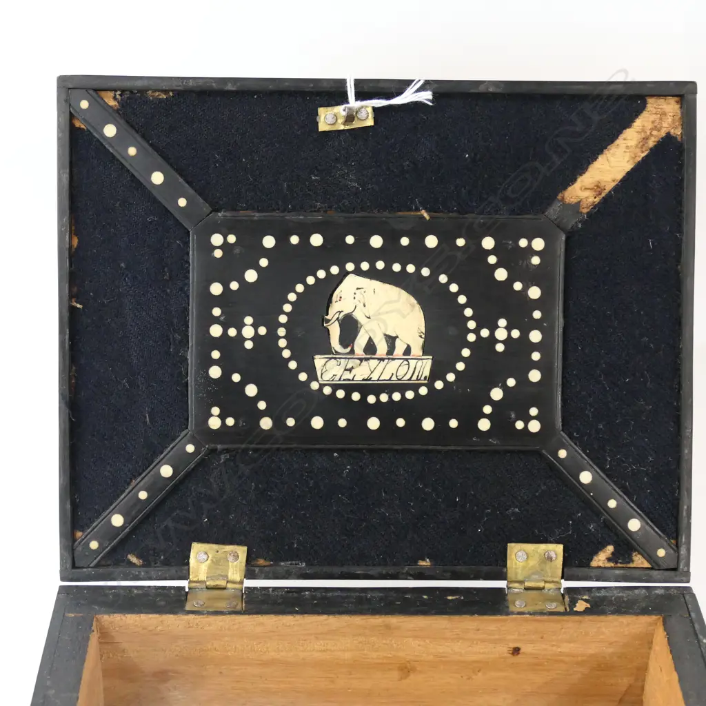 ANTIQUE PORCUPINE QUILL BOX - CEYLON 210x170x85mm Image 1++