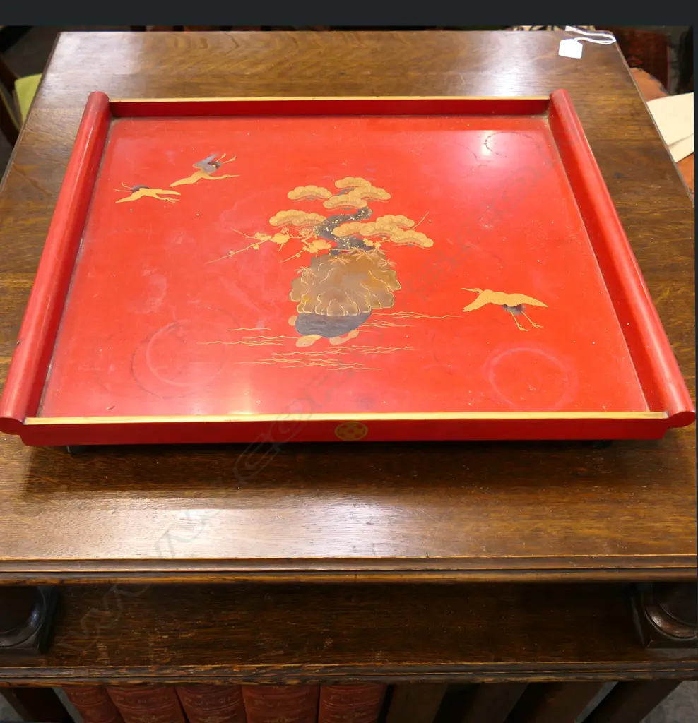 ORIENTAL RED LACQUER TRAY 365x455mm Image 1++