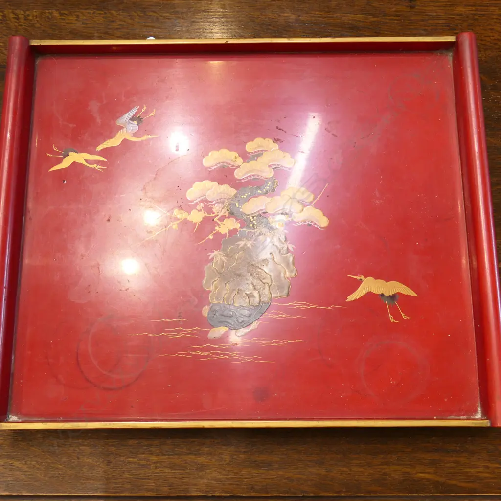 ORIENTAL RED LACQUER TRAY 365x455mm Image 1++