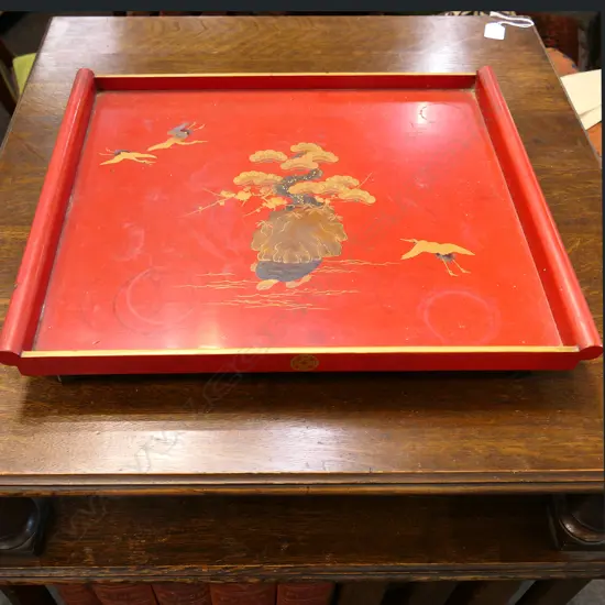ORIENTAL RED LACQUER TRAY 365x455mm
