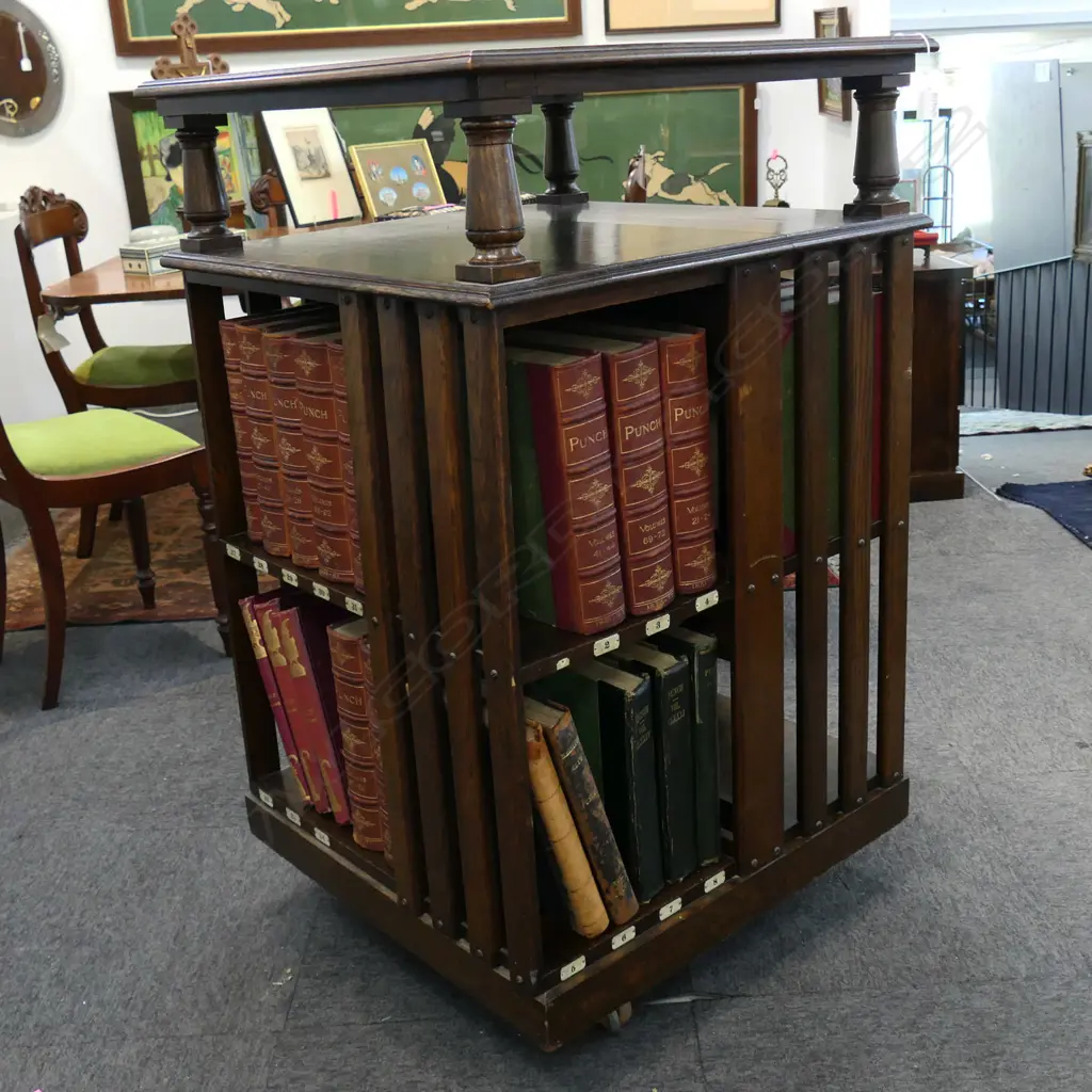 EARLY 1900S REVOLVING BOOKCASE, 670 x 670 x 1120mm Image 1++