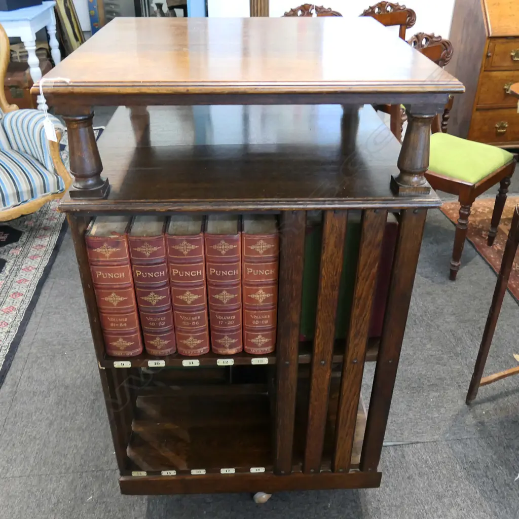 EARLY 1900S REVOLVING BOOKCASE, 670 x 670 x 1120mm Image 1++