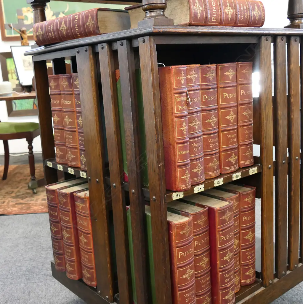 18 VOLS. PUNCH MAGAZINE - RED & GOLD SPINES Image 1++