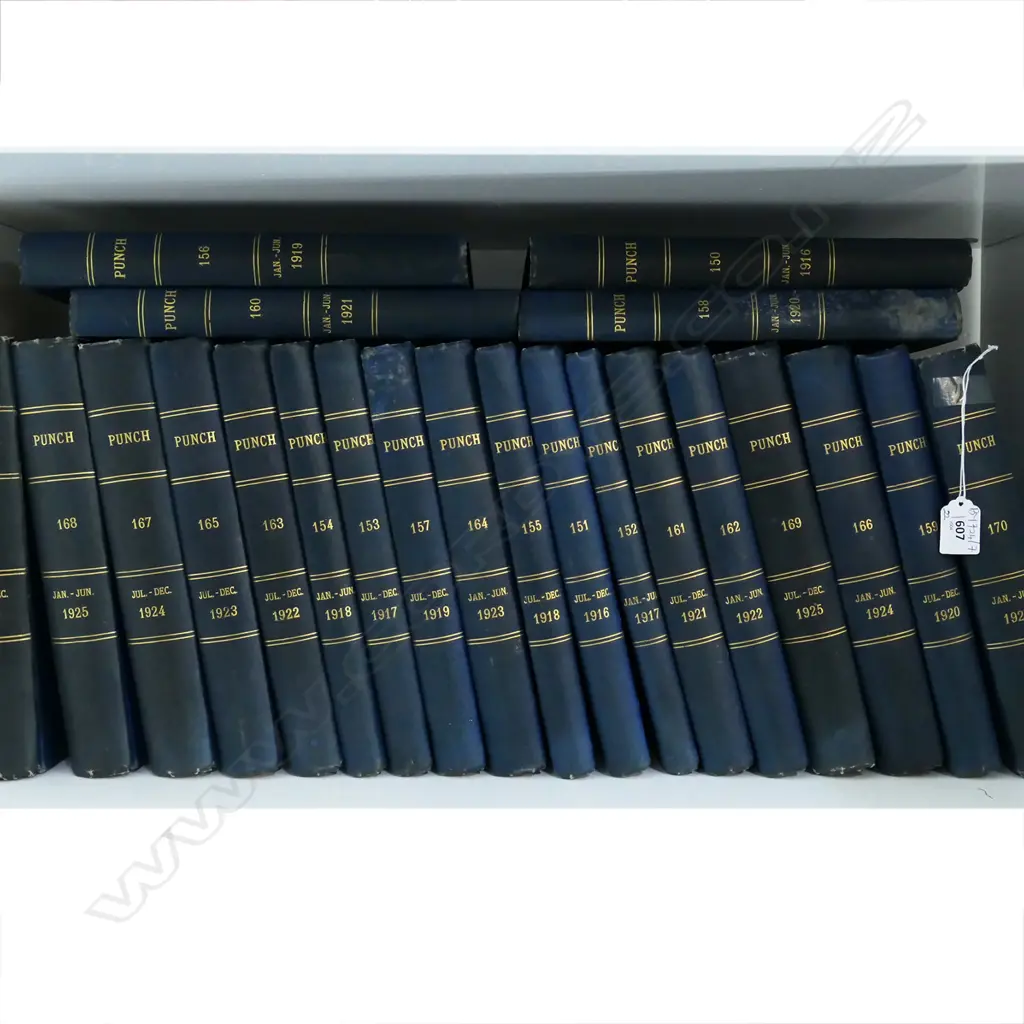 22 VOLS. 1920s PUNCH MAGAZINE - BLUE SPINES Image 1++
